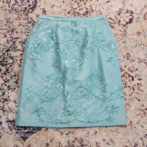 Vintage Jovani Formal Sequin Tulle Mesh Overlay Skirt Wool Silk Blend Size 10